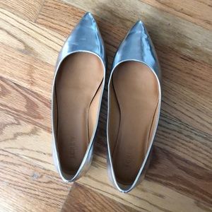 JCREW silver pointy flats